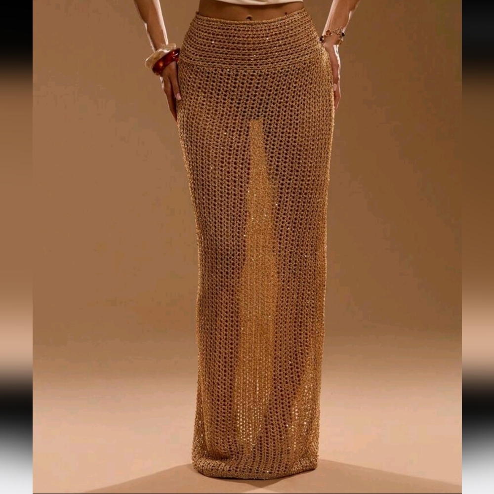 Classic Solid Color Fitted Knit Sweater & Mini Skirt, Casual & Fashionable,Maxi - Picture 4 of 5